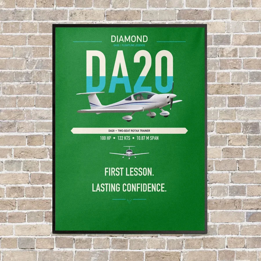 Diamond DA20 vertical canvas print - framed - green background