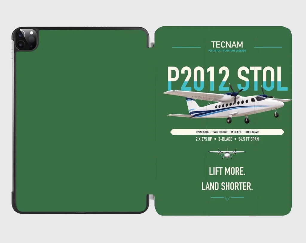 Tecnam P2012 STOL design on green ipad tablet case