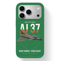 Thumbnail for Saab AJ 37 Viggen design on green magsafe iphone case, for iPhone 17 Pro