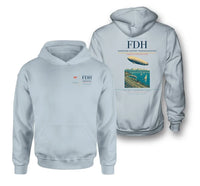 Thumbnail for Bodensee-Airport Friedrichshafen (FDH) design on light blue double-side hoodie