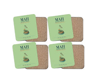 Thumbnail for Menorca Airport (MAH) design on light green 4 pieces set coaster