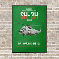 Thumbnail for Sikorsky SH-3H Sea King vertical canvas print - framed - green background