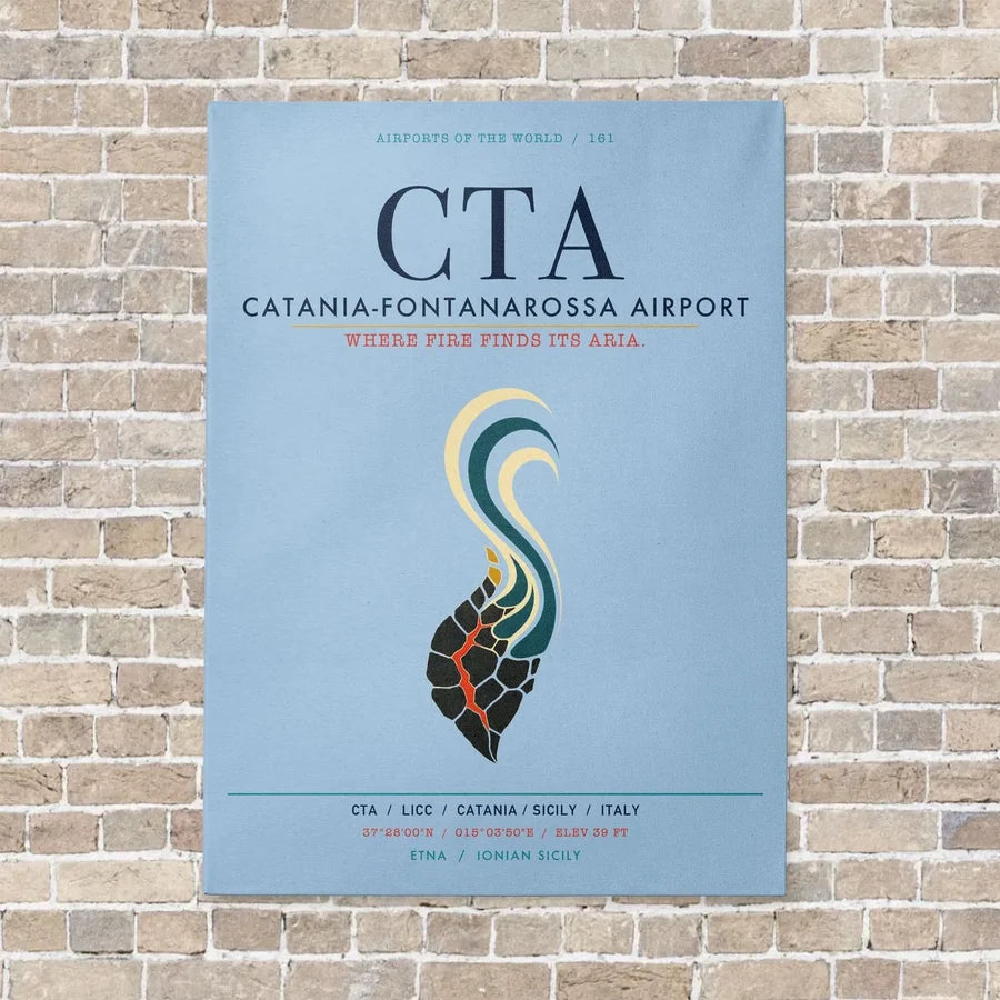 Catania-Fontanarossa Airport CTA vertical canvas print - no frame - light blue background