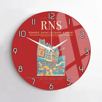Thumbnail for Rennes–Saint-Jacques Airport (RNS) design on red no frame wall clock