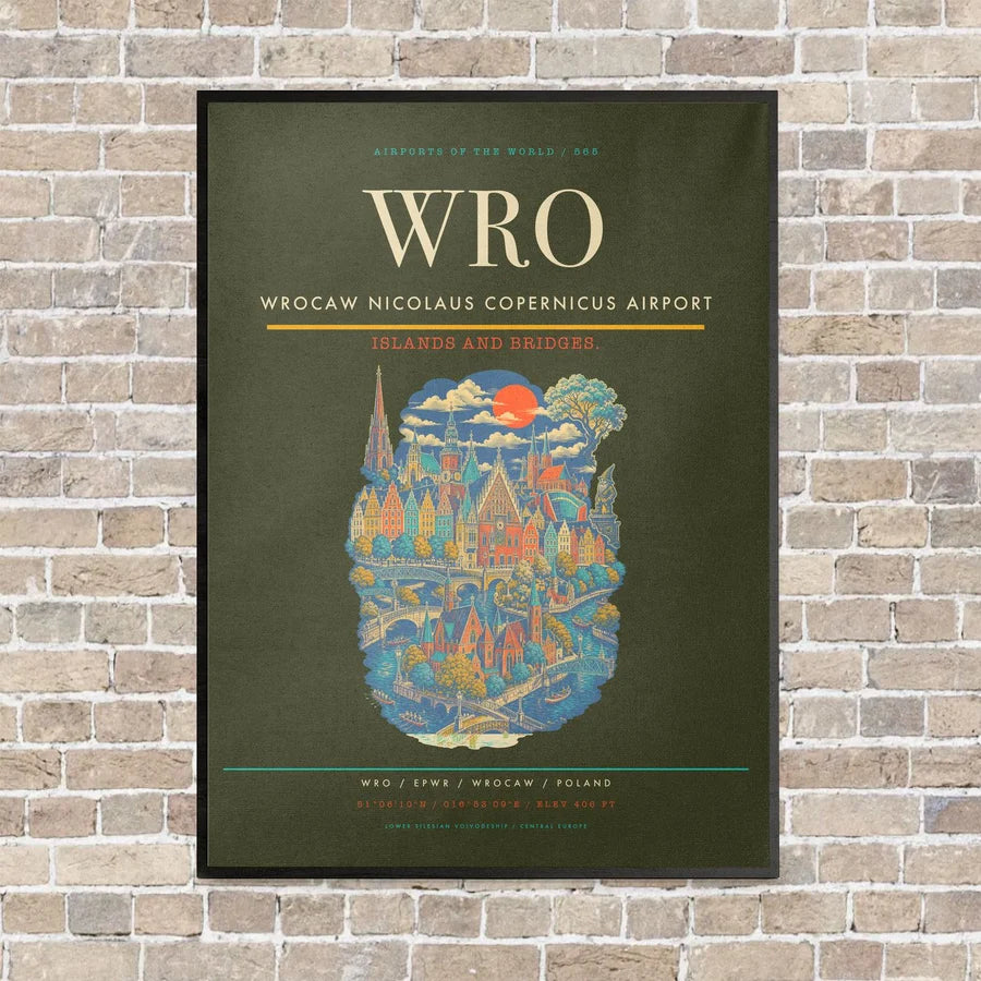 Wrocaw Nicolaus Copernicus Airport WRO - Canvas Framed - Green Army