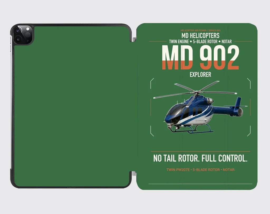 MD Helicopters MD 902 Explorer design on green ipad tablet case