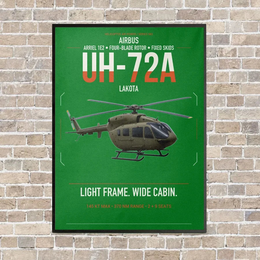 Airbus UH-72A Lakota vertical canvas print - framed - green background