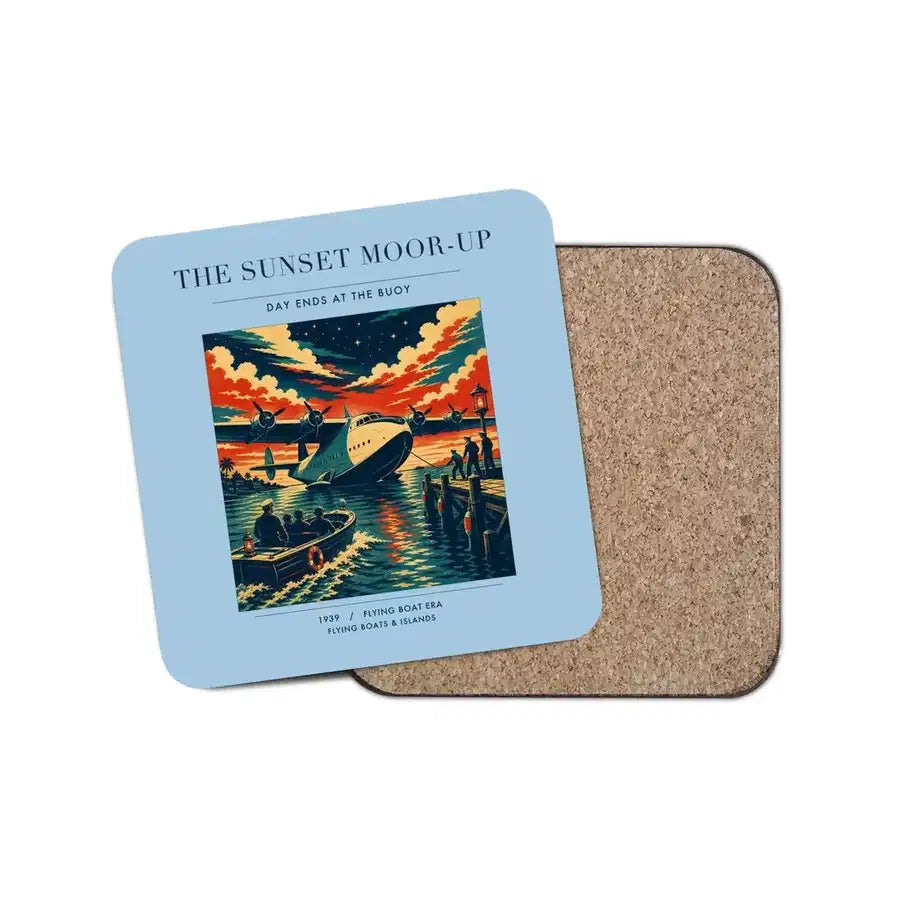 The Sunset Moor-Up - Designed Coasters design on light blue 1-piece