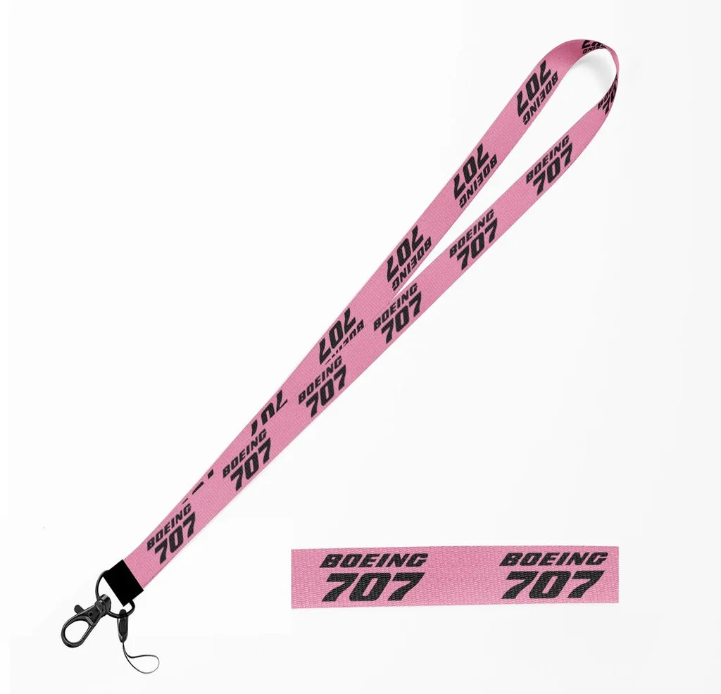 Boeing 707 & Text lanyard - pink