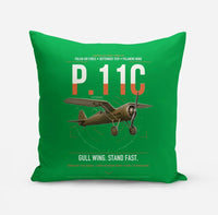 Thumbnail for PZL P.11c design on green pillow