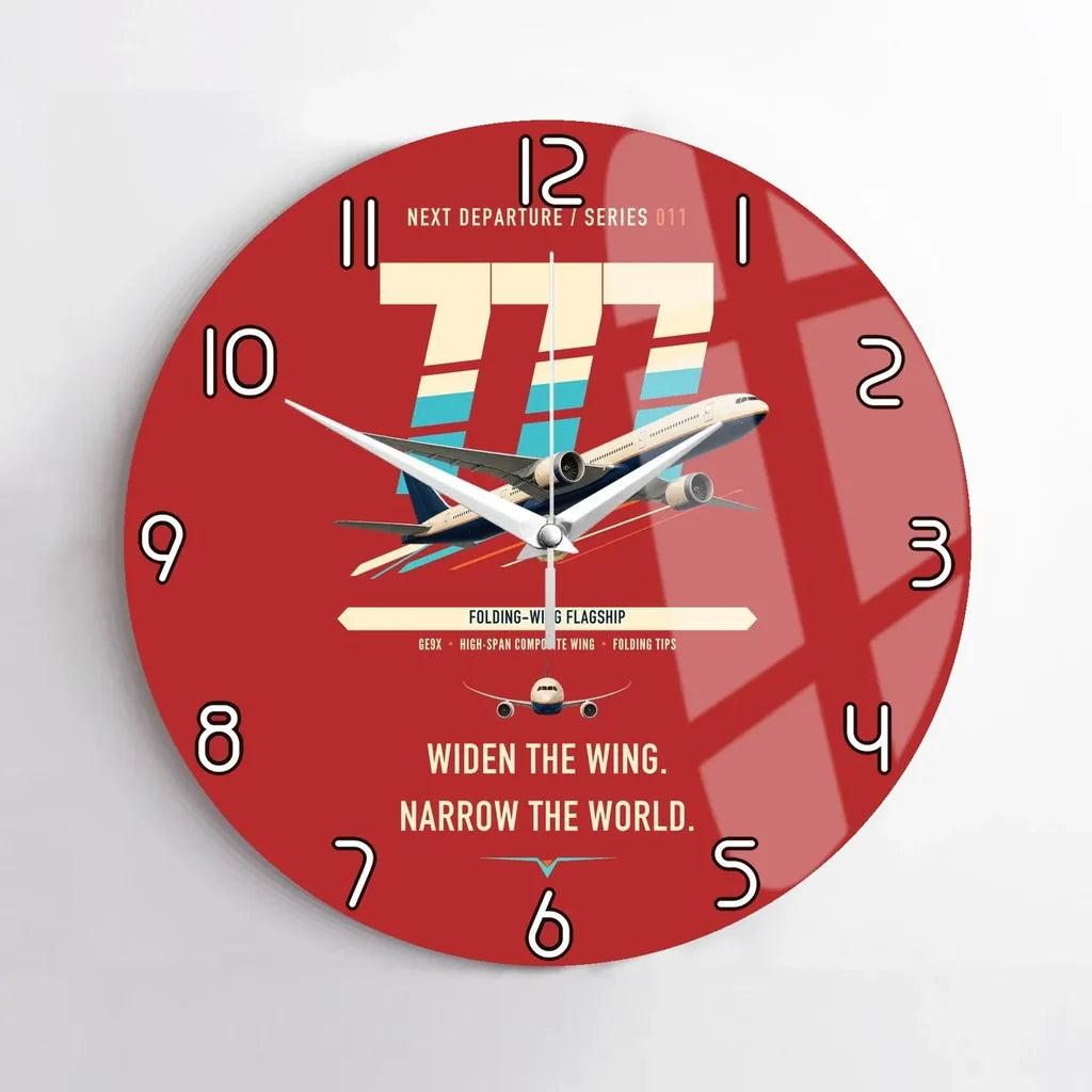 Boeing 777-9 design on red no frame wall clock