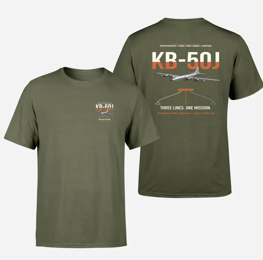KB-50J Superfortress design on green army double-side t-shirt, double-side print