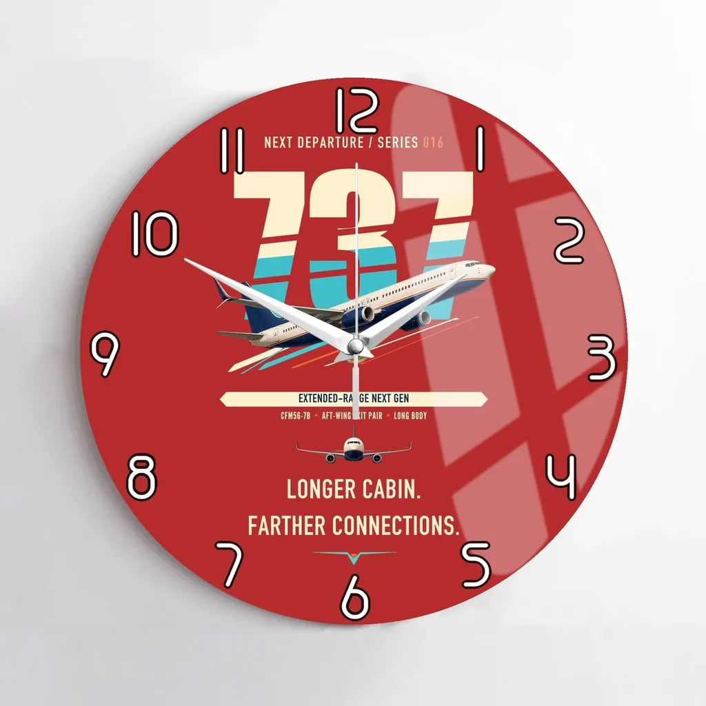 Boeing 737-900ER design on red no frame wall clock