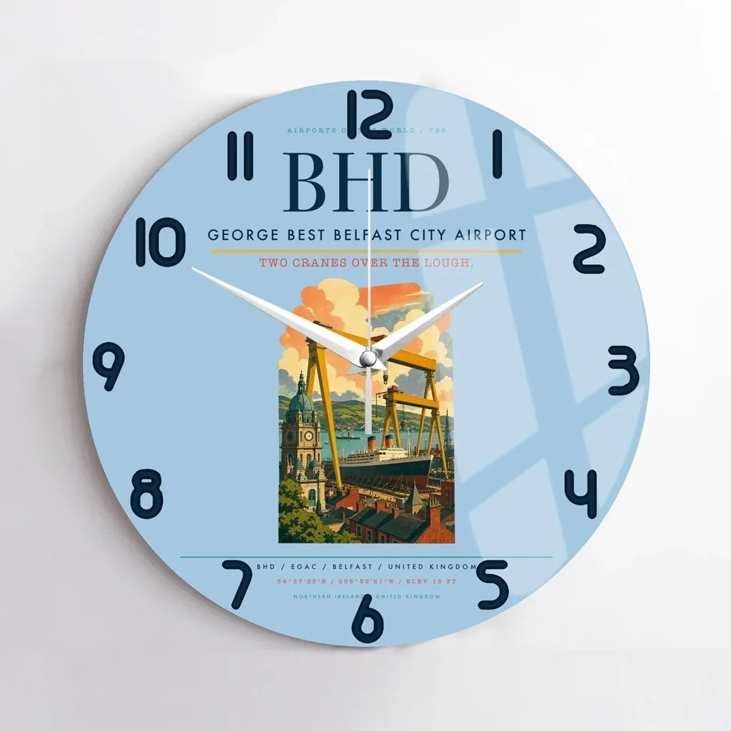 George Best Belfast City Airport BHD Wall-Clock No-Frame - Light Blue