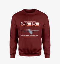 Thumbnail for C-130J-30 Super Hercules design on wine red sweatshirt