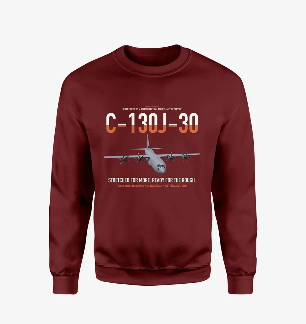 C-130J-30 Super Hercules design on wine red sweatshirt