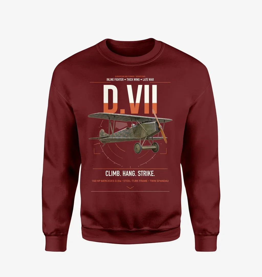 Fokker D.VII design on wine red sweatshirt