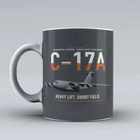 Thumbnail for C-17A Globemaster III design on gray ceramic mug, double-side print
