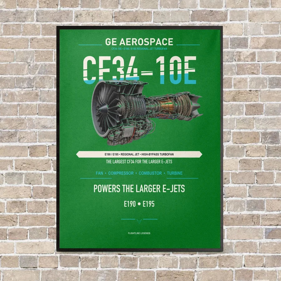 CF34-10E vertical canvas print - framed - green background