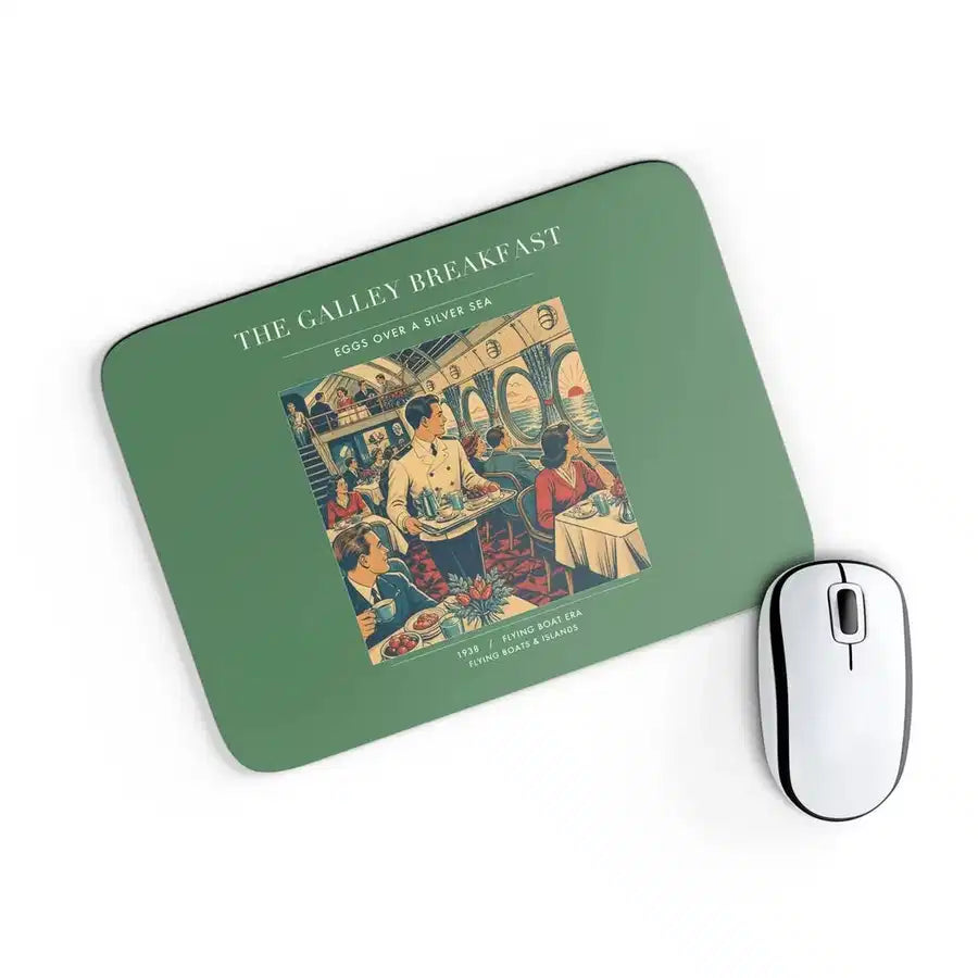 VINTAGE G4184 - The Galley Breakfast - Designed Mouse Pads design on green rectangle