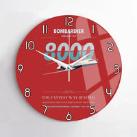 Thumbnail for Bombardier Global 8000 design on red no frame wall clock