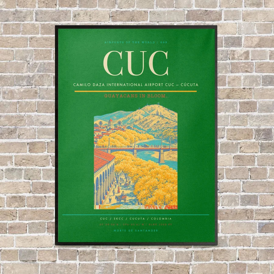 Camilo Daza International Airport CUC — Cúcuta vertical canvas print - framed - green background