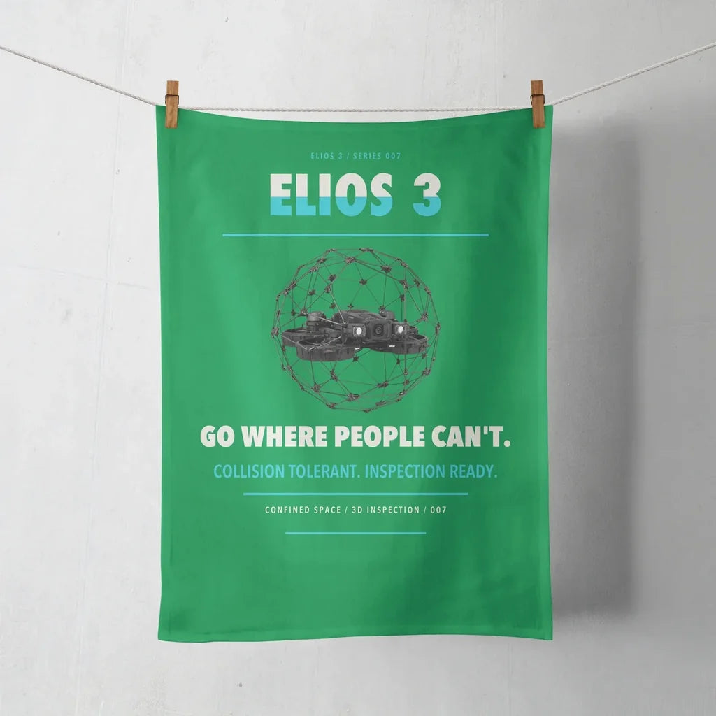 Flyability Elios 3 design on green towel