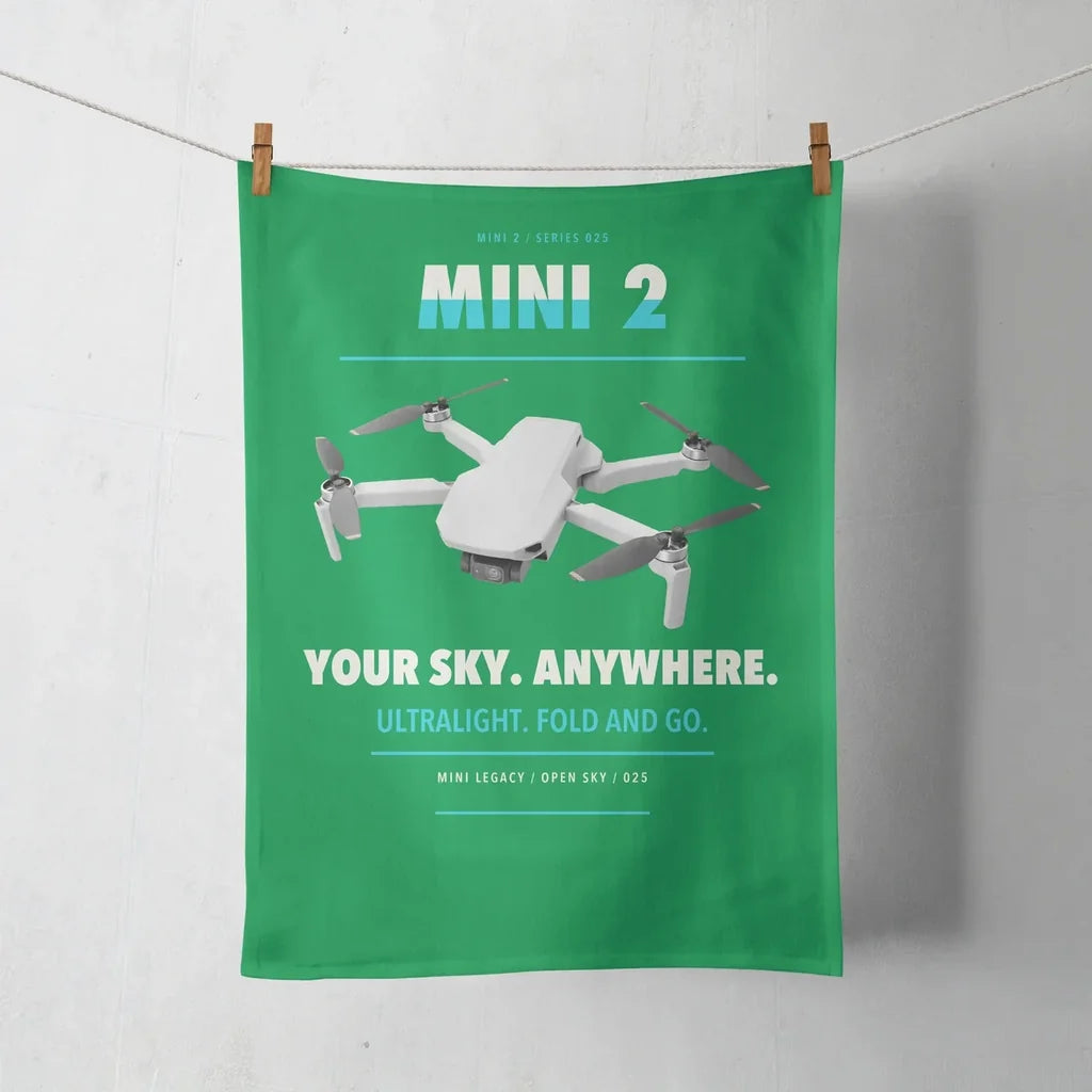 DJI Mini 2 design on green towel