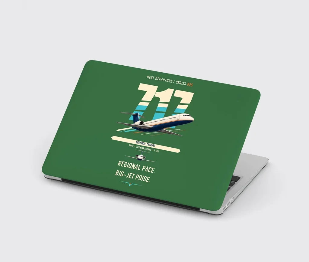 Boeing 717-200 design on green MacBook case