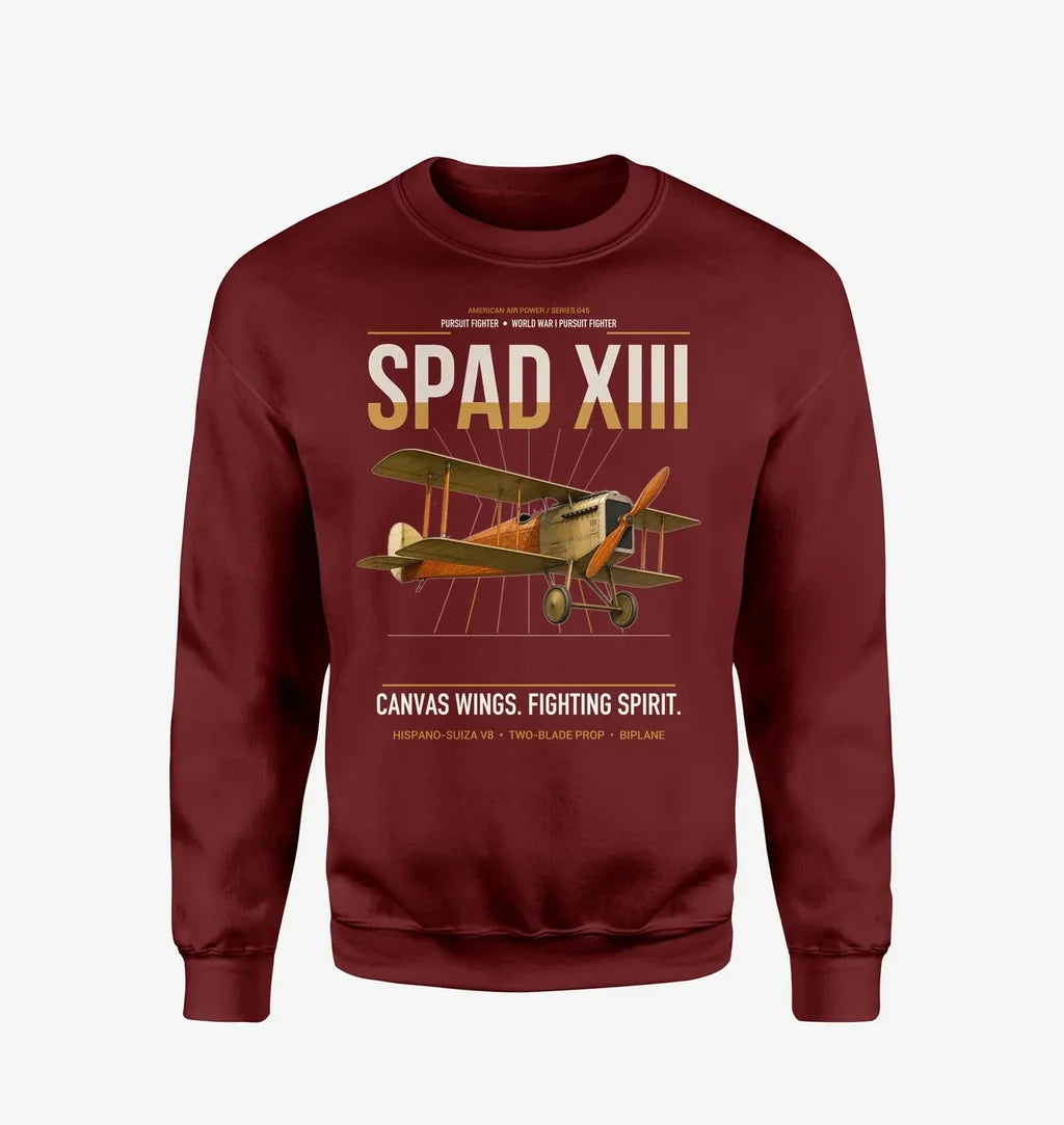 SPAD XIII design on wine red sweatshirt