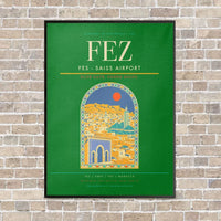 Thumbnail for Fes - Saiss Airport FEZ vertical canvas print - framed - green background