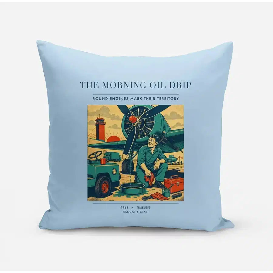 VINTAGE G4266 - The Morning Oil Drip - Designed Pillows design on lightblue