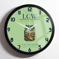 Thumbnail for London Gatwick Airport (LGW) design on light green framed wall clock