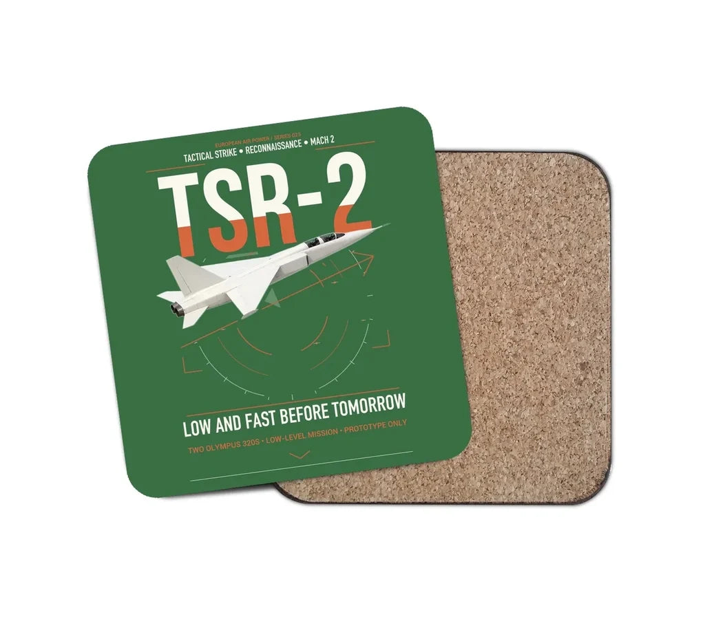 BAC TSR-2 design on green 1 piece coaster