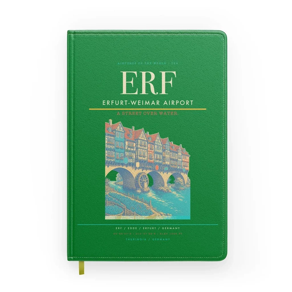 Erfurt-Weimar Airport (ERF) design on green notebook