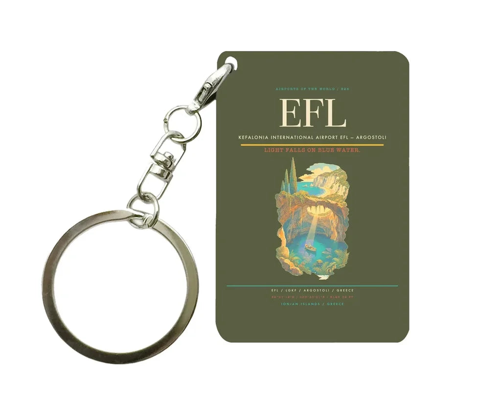 Kefalonia International Airport (EFL) design on green army key chain