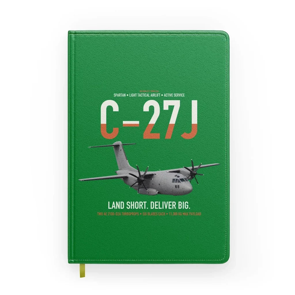 C-27J Spartan design on green notebook