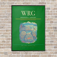 Thumbnail for Wrangell Airport WRG vertical canvas print - framed - green background