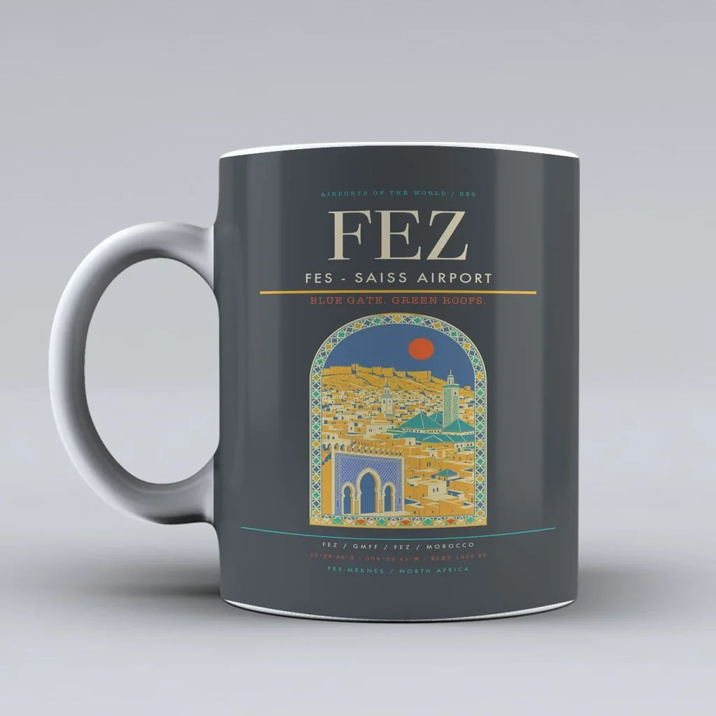 - Saiss Airport FEZ Mug design on gray fes
