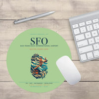 Thumbnail for San Francisco International Airport (SFO) design on light green round mouse pad