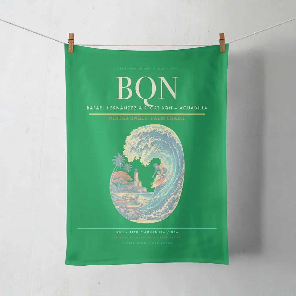 Rafael Hernández Airport (BQN) design on green towel