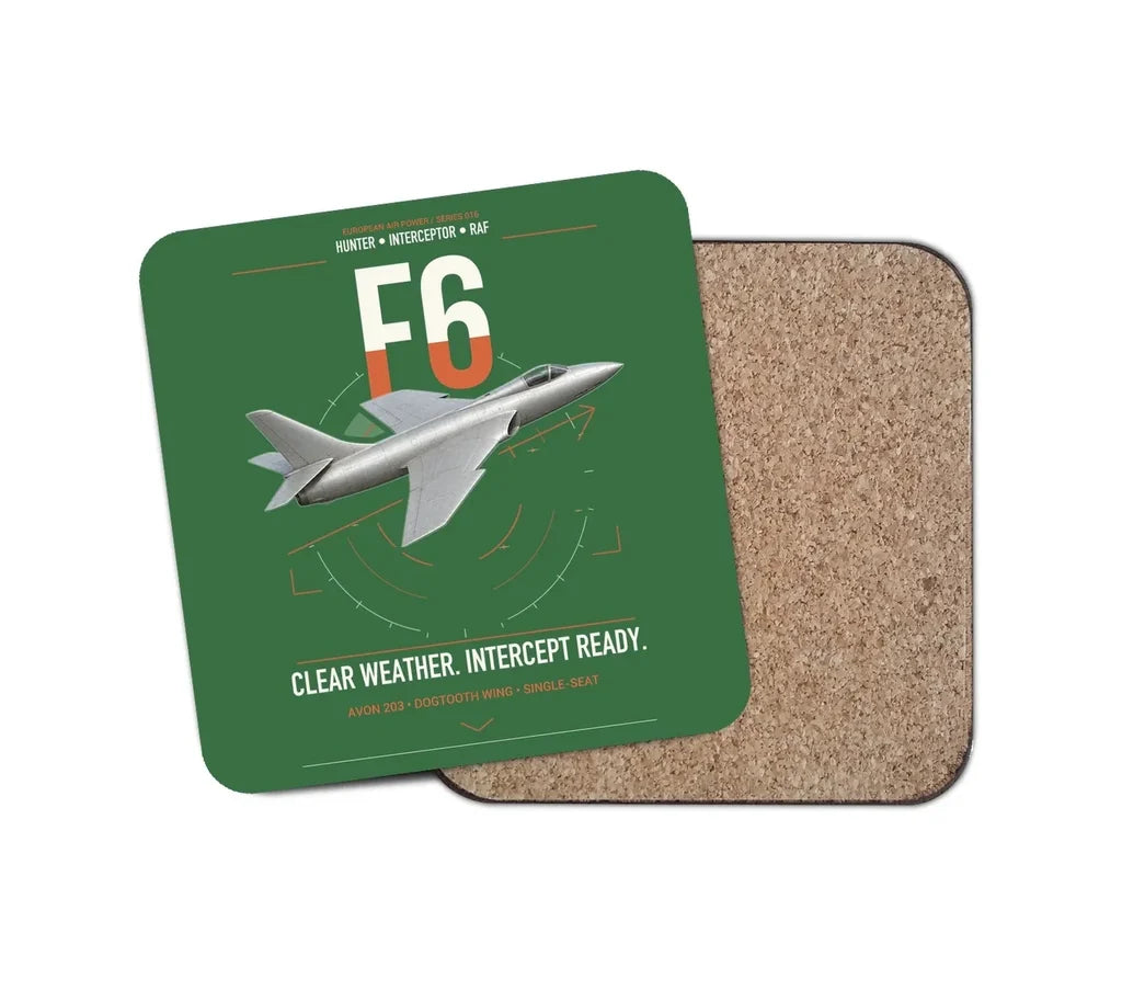 Hawker Hunter F6 design on green 1 piece coaster