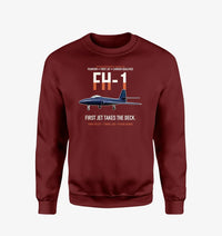 Thumbnail for FH-1 Phantom First Jet Takes the Deck design on wine red sweatshirt