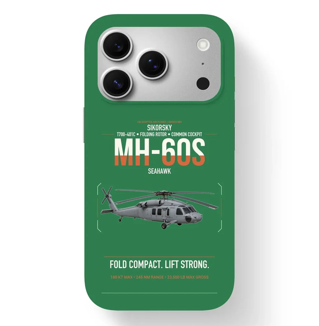 Sikorsky MH-60S Seahawk design on green magsafe iphone case, for iPhone 17 Pro