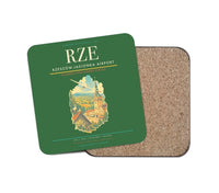 Thumbnail for Rzeszów-Jasionka Airport (RZE) design on green 1 piece coaster