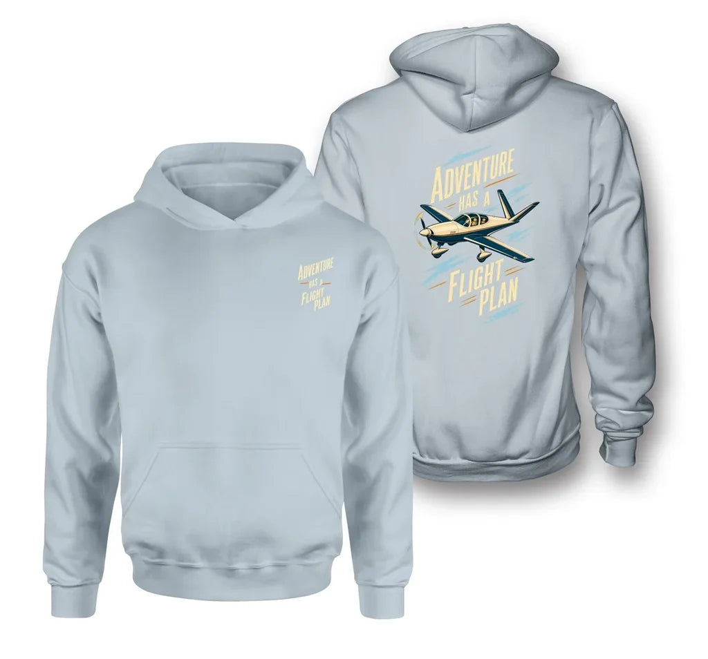 SIGNAL 22 - Adventure Has A Flight Plan - Double-Side Hoodie design on light blue double side hoodie