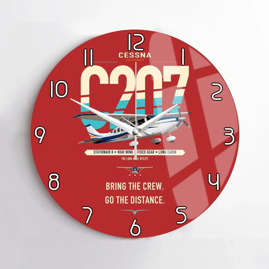 Cessna T207A Stationair 8 design on red no frame wall clock