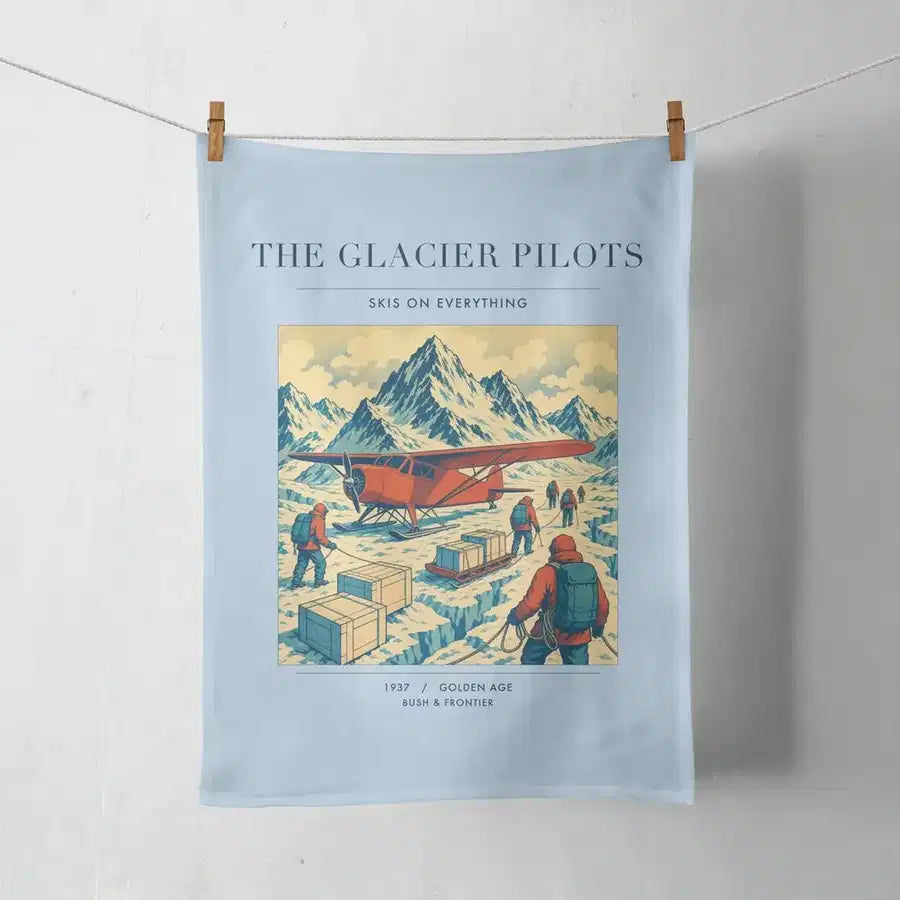 VINTAGE G4028 - The Glacier Pilots - Designed Towels design on lightblue