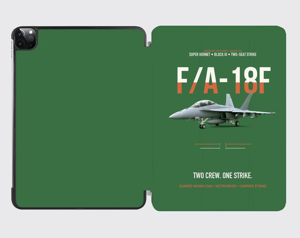 F-A-18F Super Hornet Block III Two Crew One Strike design on green ipad tablet case