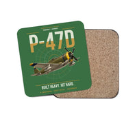 Thumbnail for P-47D Thunderbolt Razorback design on green 1 piece coaster